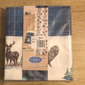 St Nicholas Christmas cabin fabric shower curtain